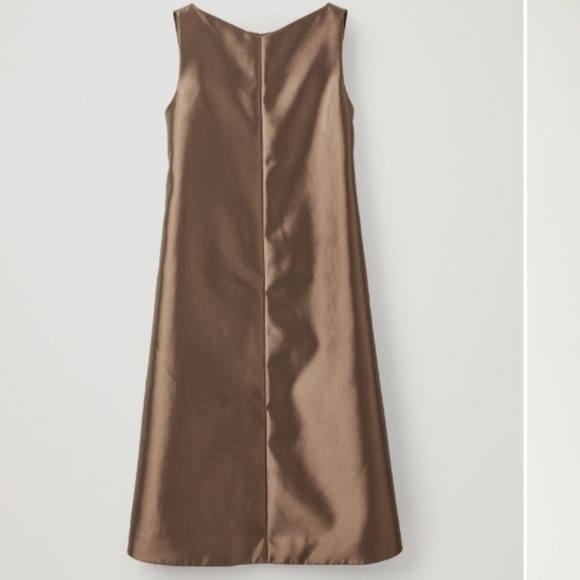 NWT COS Metallic Bronze Midi Dress Size 2 - Picture 3 of 10